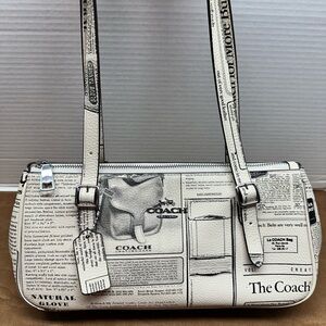 Coach Asher Newspaper Print Shoulder Bag